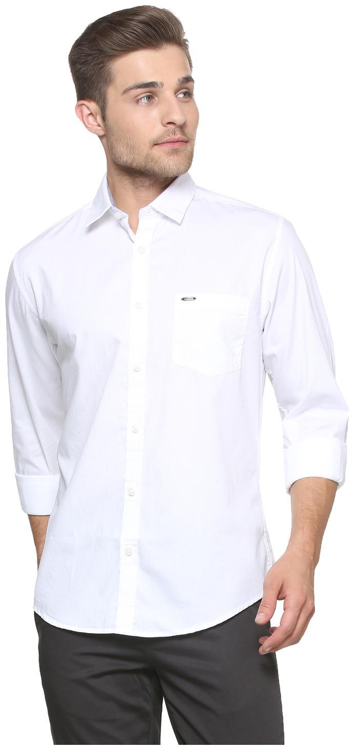 

Peter England Men White Solid Slim Fit Casual Shirt