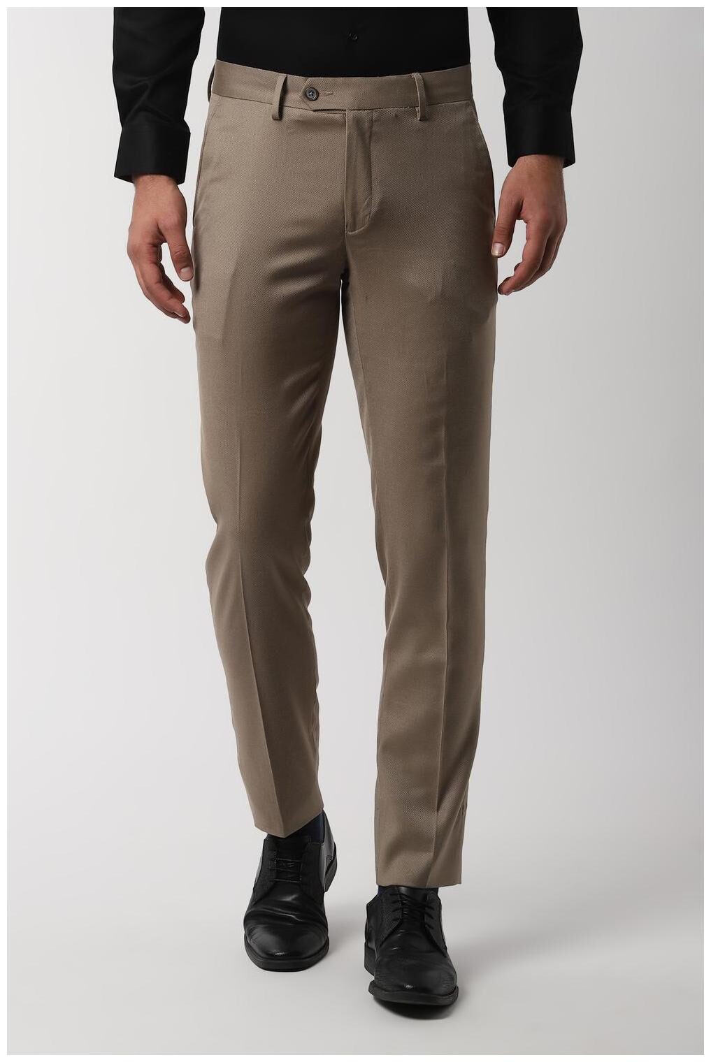 

Peter England Men Textured Slim Fit Formal Trouser - Beige