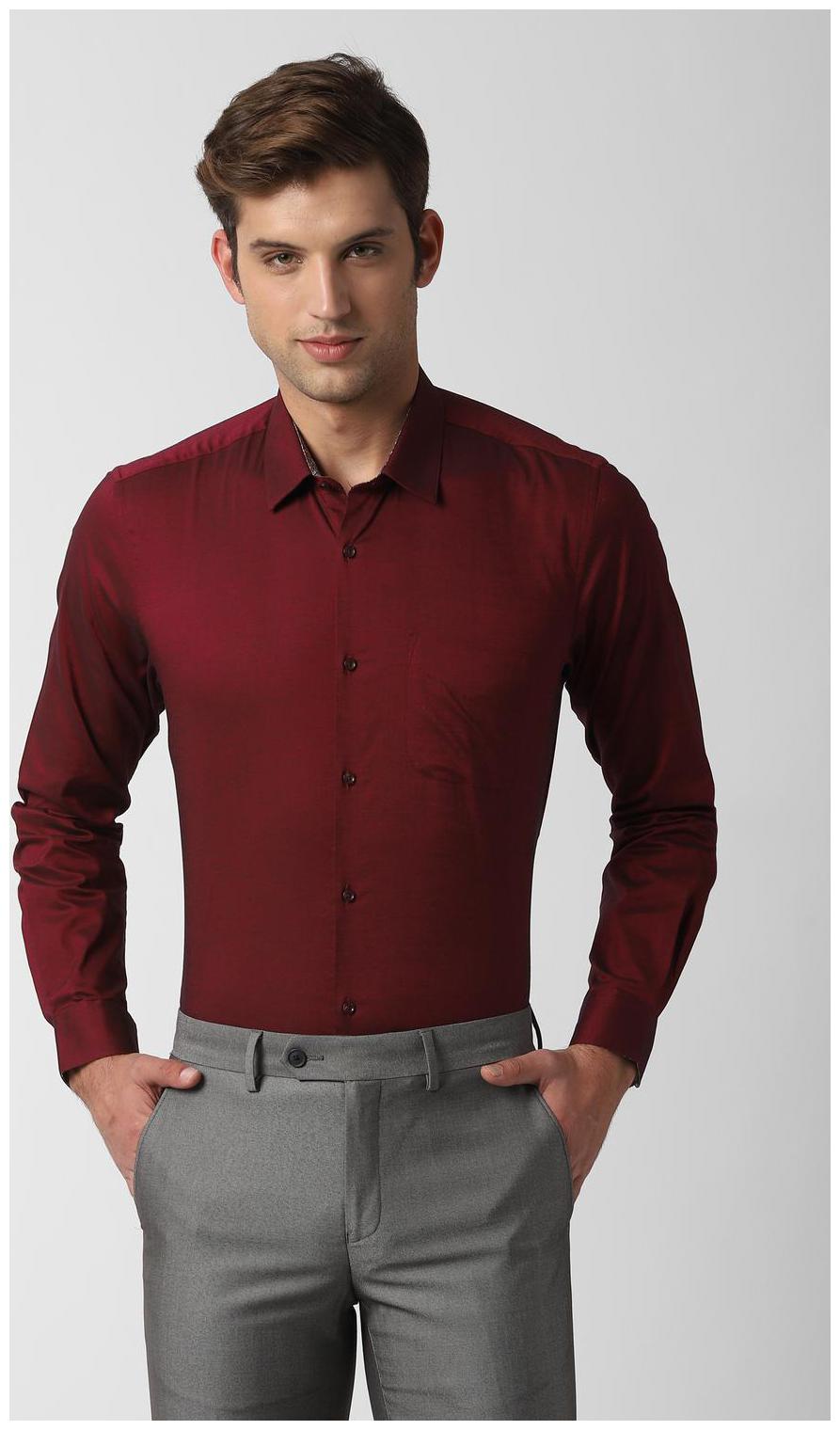 

Peter England Men Regular fit Formal Shirt - Maroon