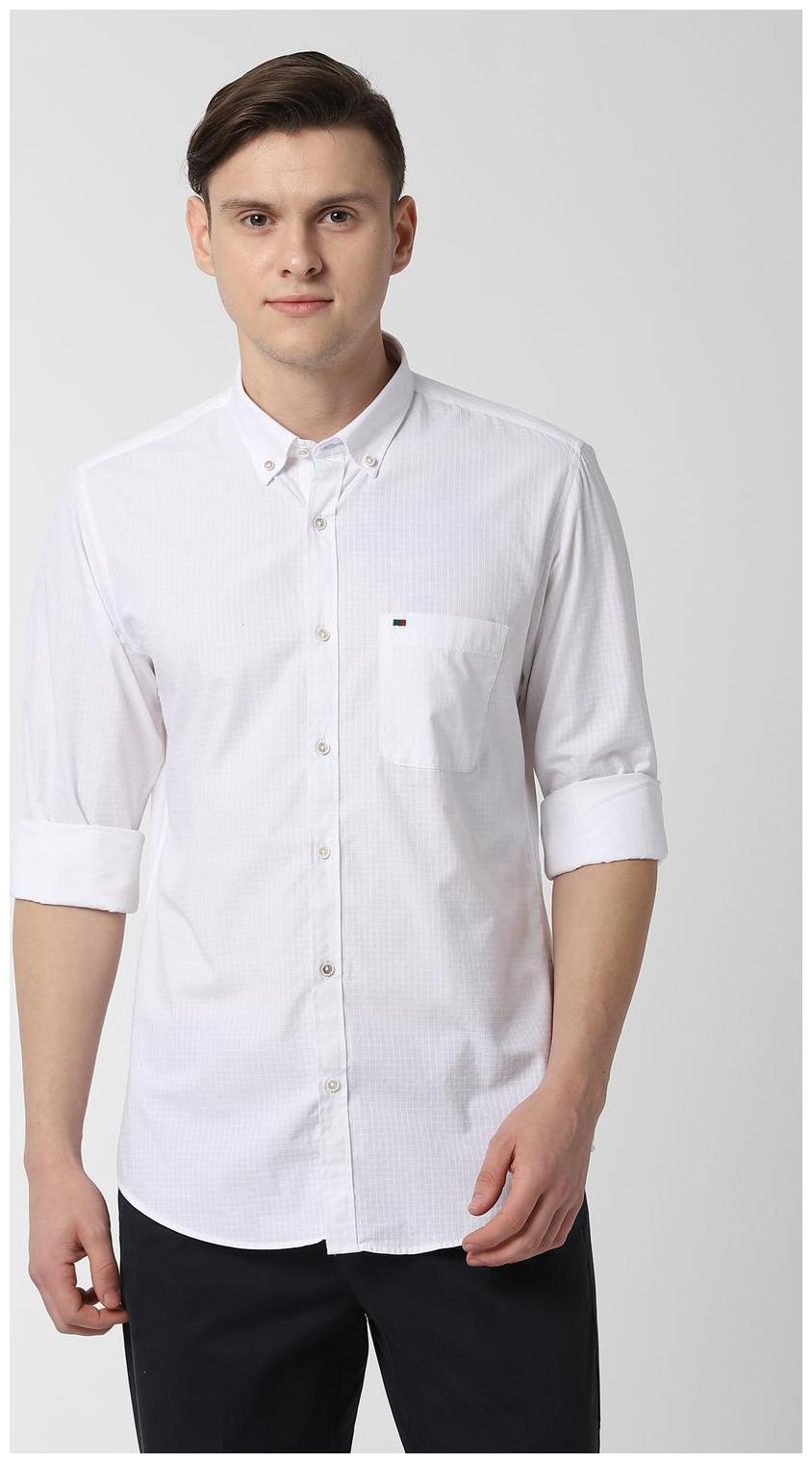 

Peter England Men White Checked Slim Fit Casual Shirt