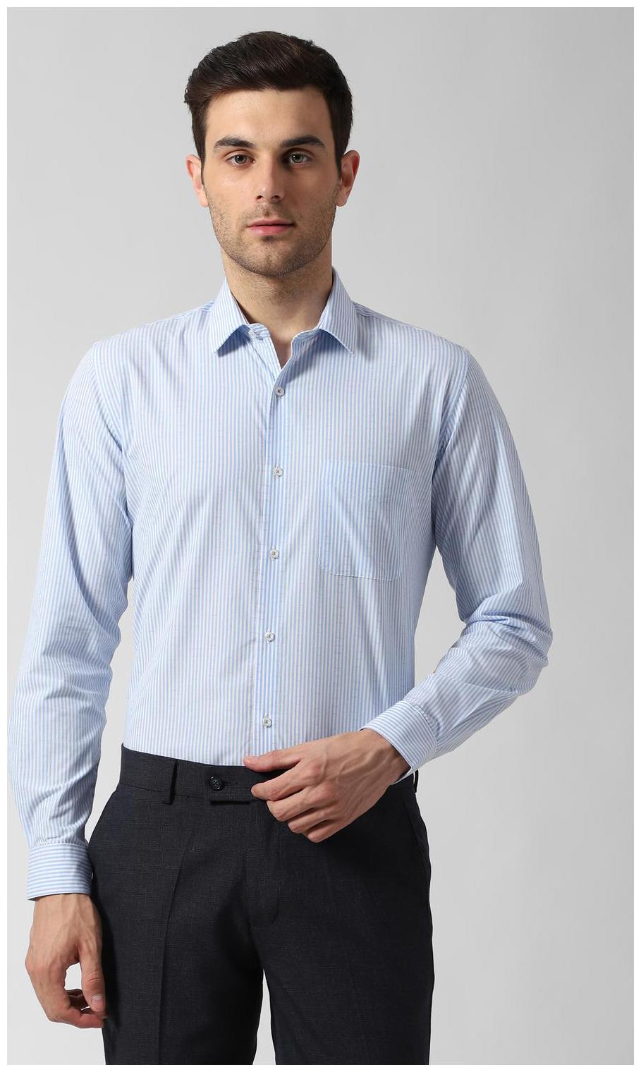 

Peter England Men Blue Horizontal Stripes Regular Fit Casual Shirt
