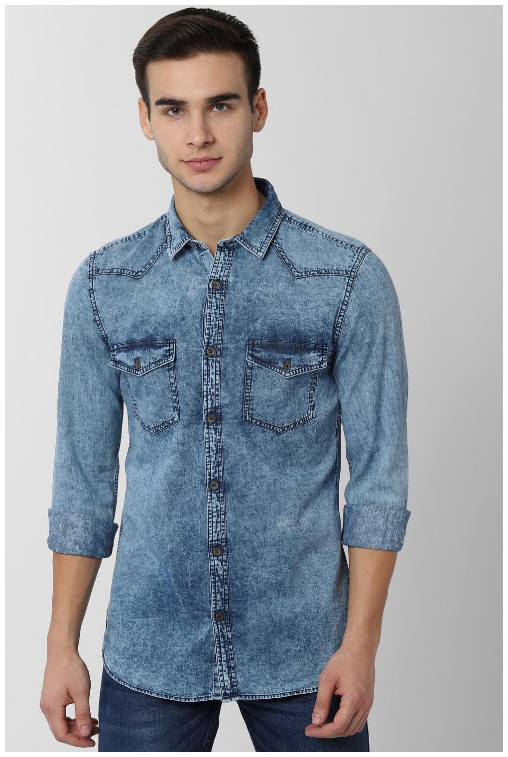 

Peter England Men Blue Solid Super Slim Fit Casual Shirt