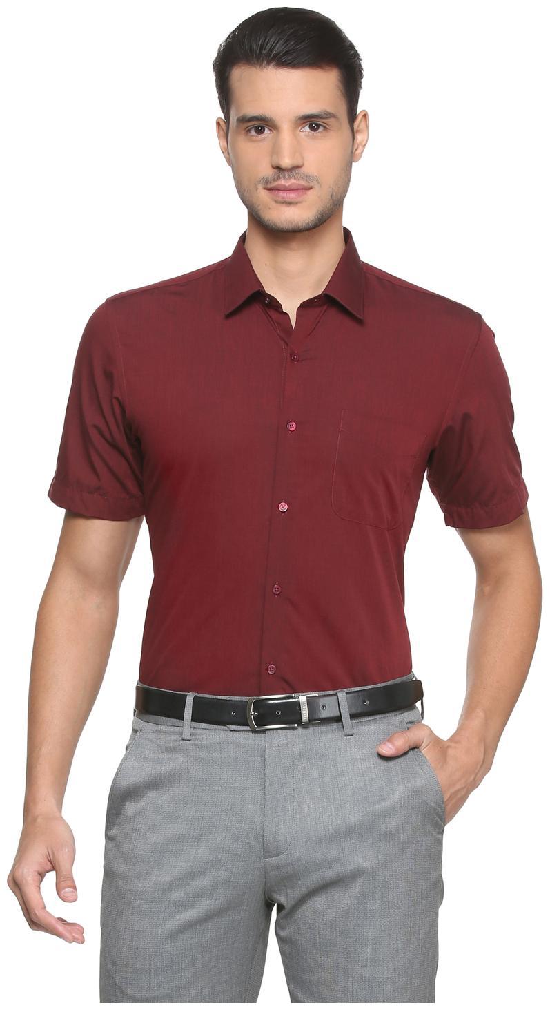 

Peter England Men Regular fit Formal Shirt - Maroon