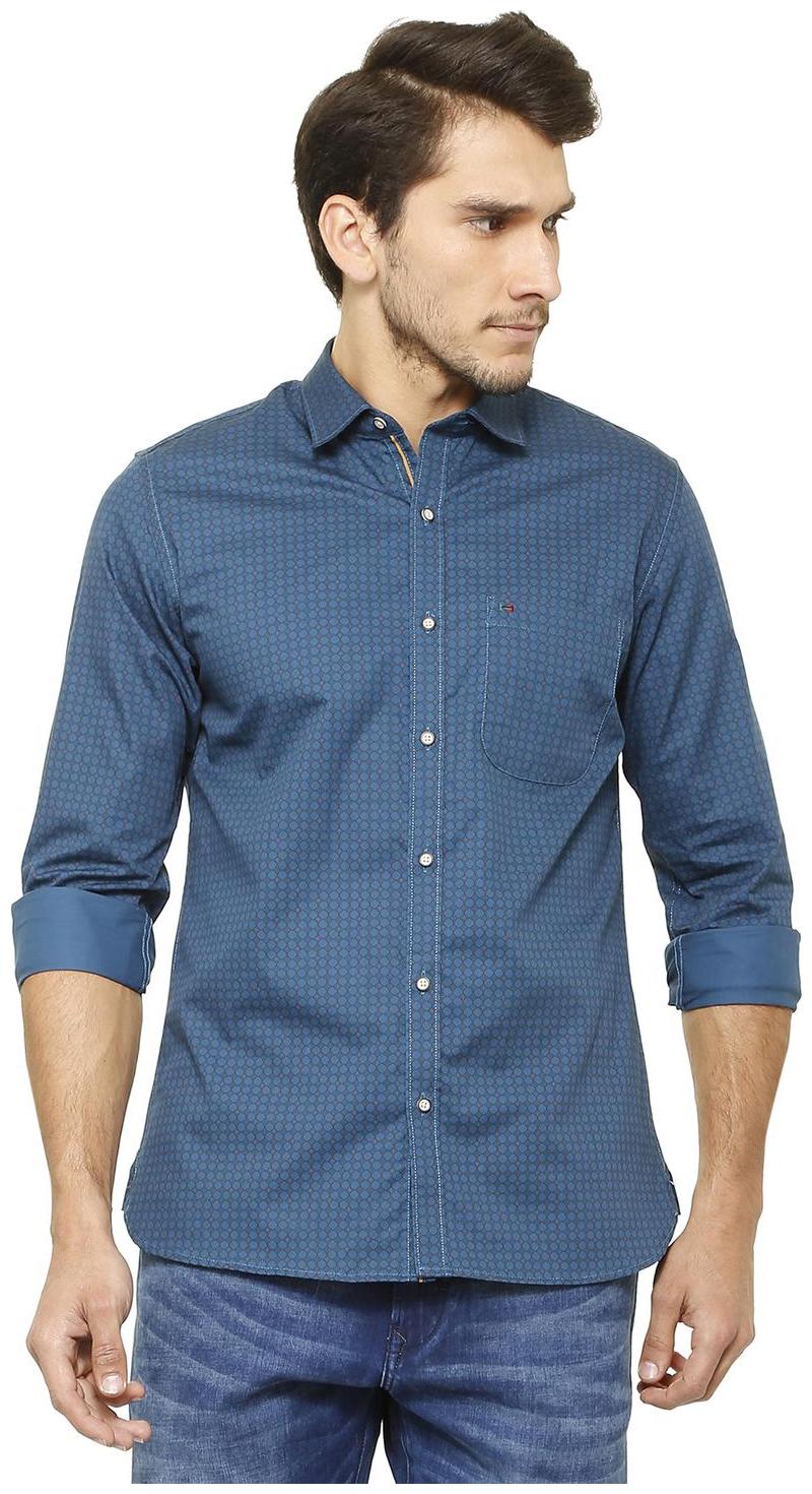 

Peter England Men Blue Printed Slim Fit Casual Shirt