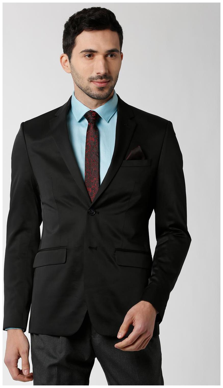 

Peter England Men Black Solid Slim fit Single Breasted Blazer