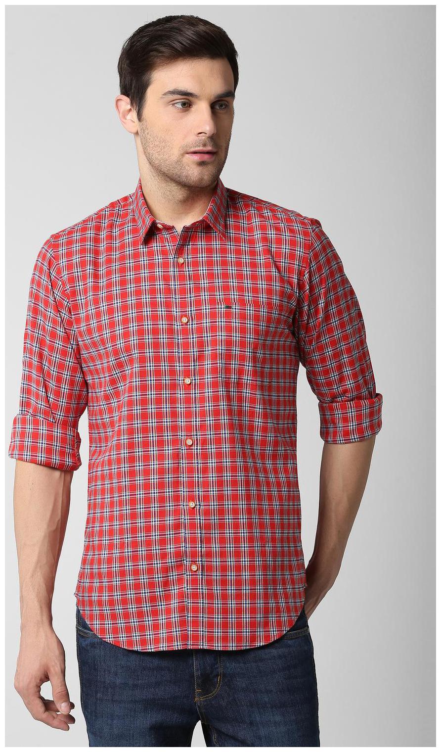 

Peter England Men Red Checked Slim Fit Casual Shirt
