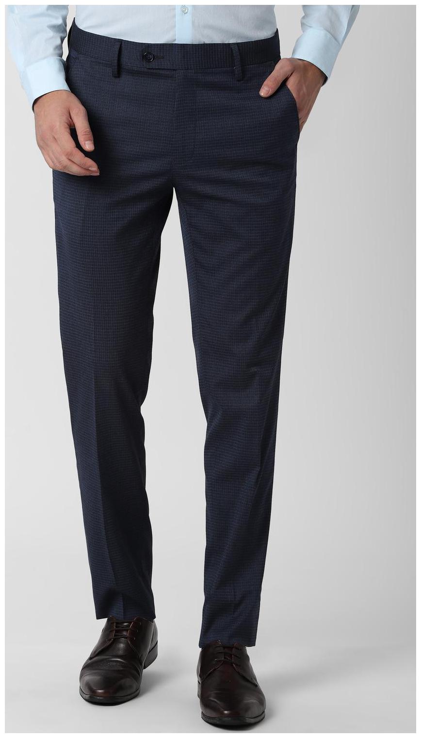 

Peter England Men Checked Slim Fit Formal Trouser - Blue