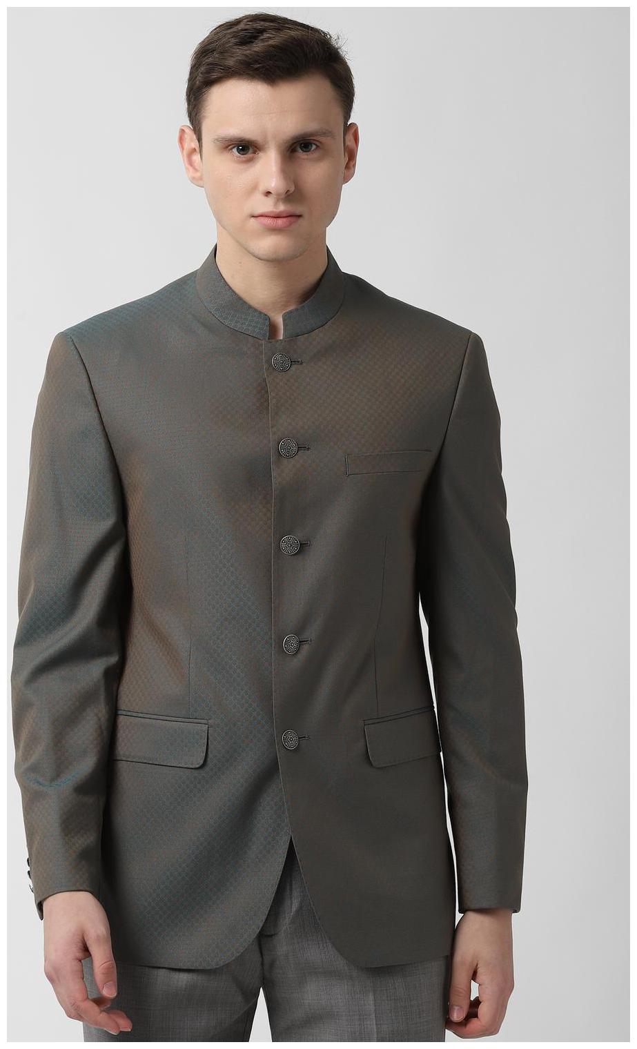 

Peter England Men Grey Textured Slim fit Single Breasted Blazer