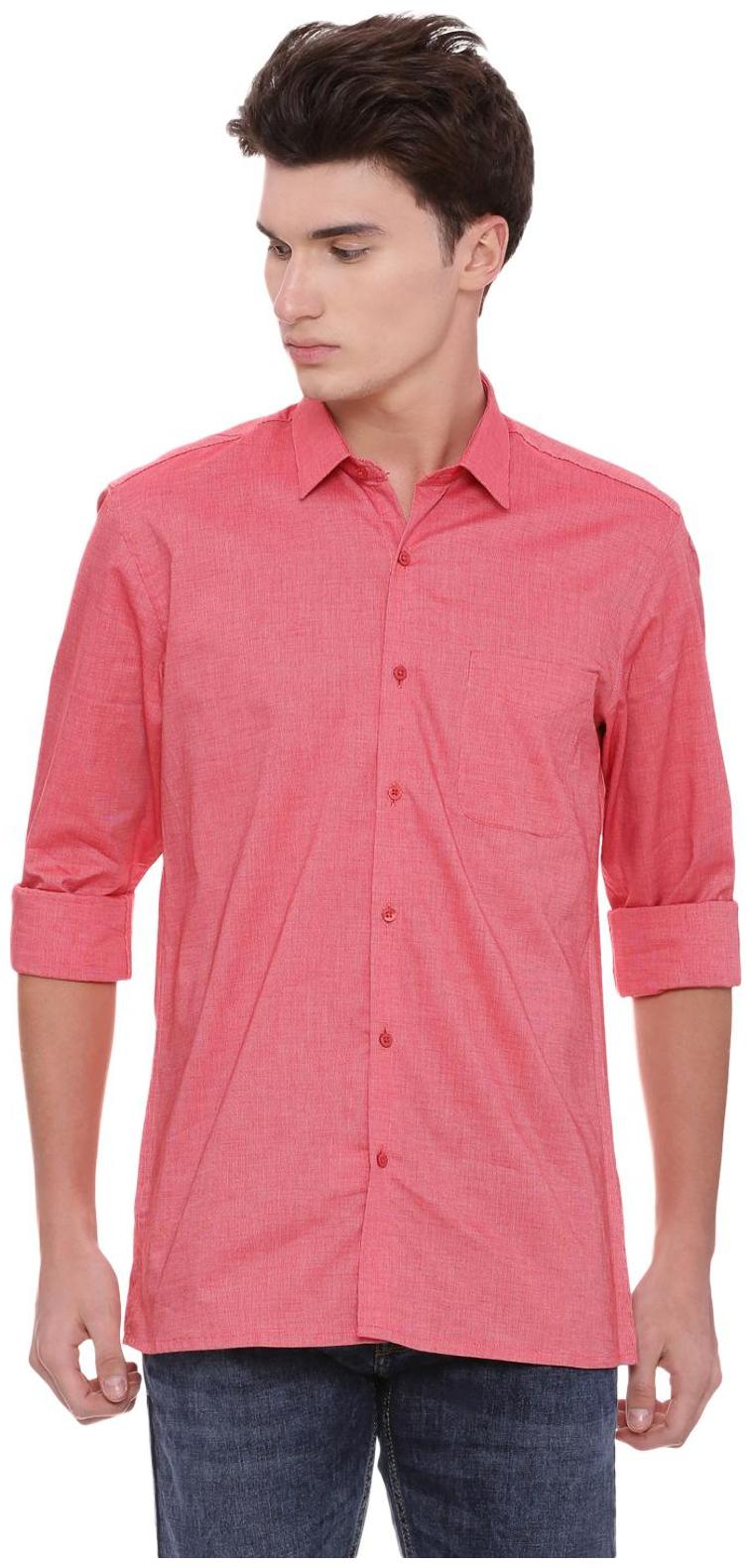 

Peter England Men Red Solid Regular Fit Casual Shirt