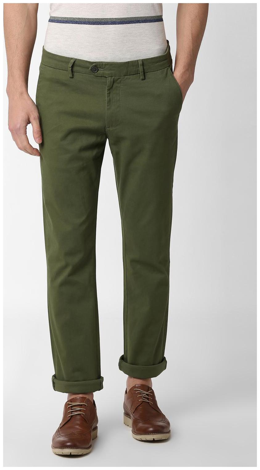 

Peter England Men Green Solid Slim fit Regular trousers
