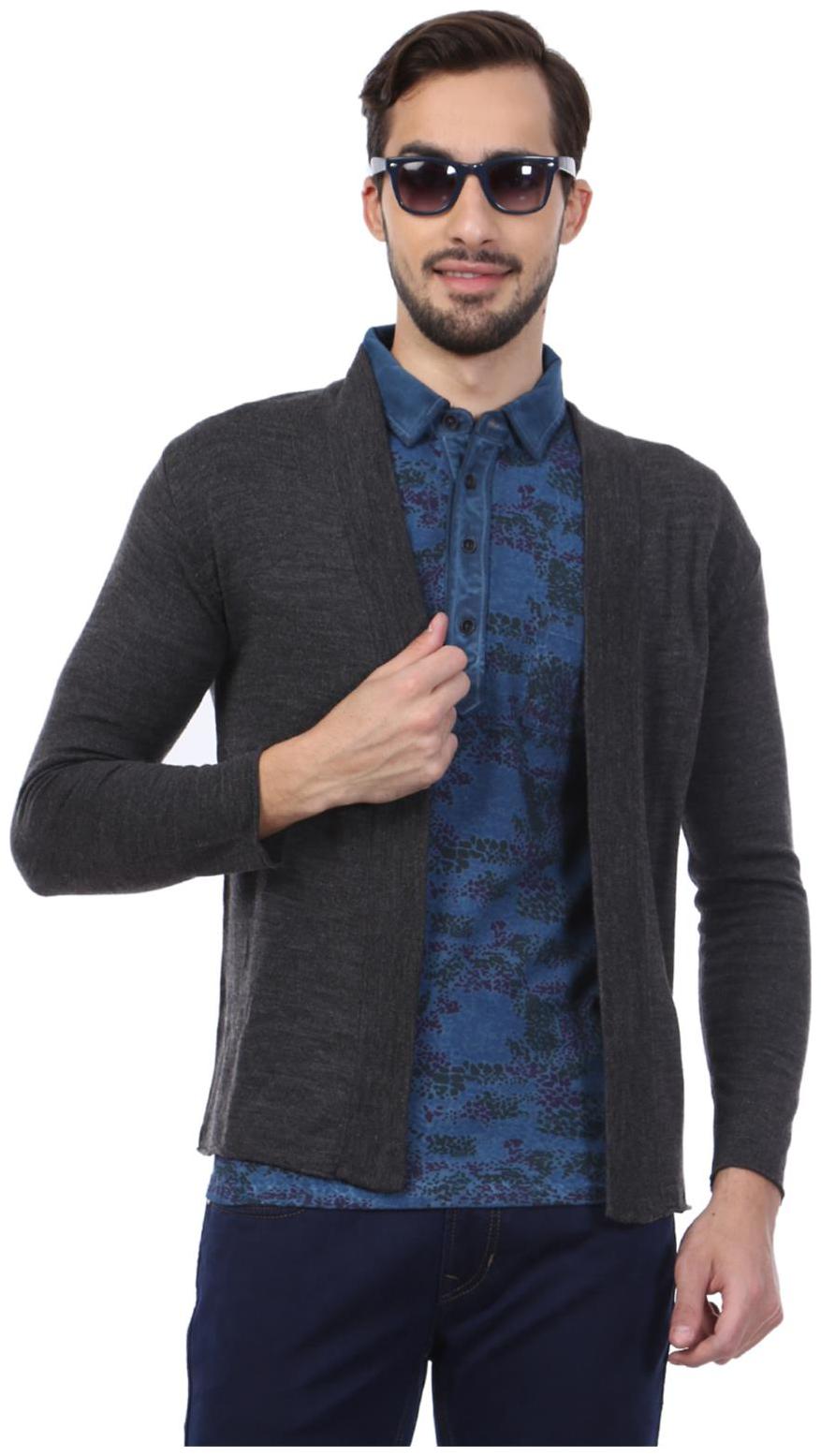 

Peter England Cotton Blend Grey Regular Fit Full Sleeves Cardigan