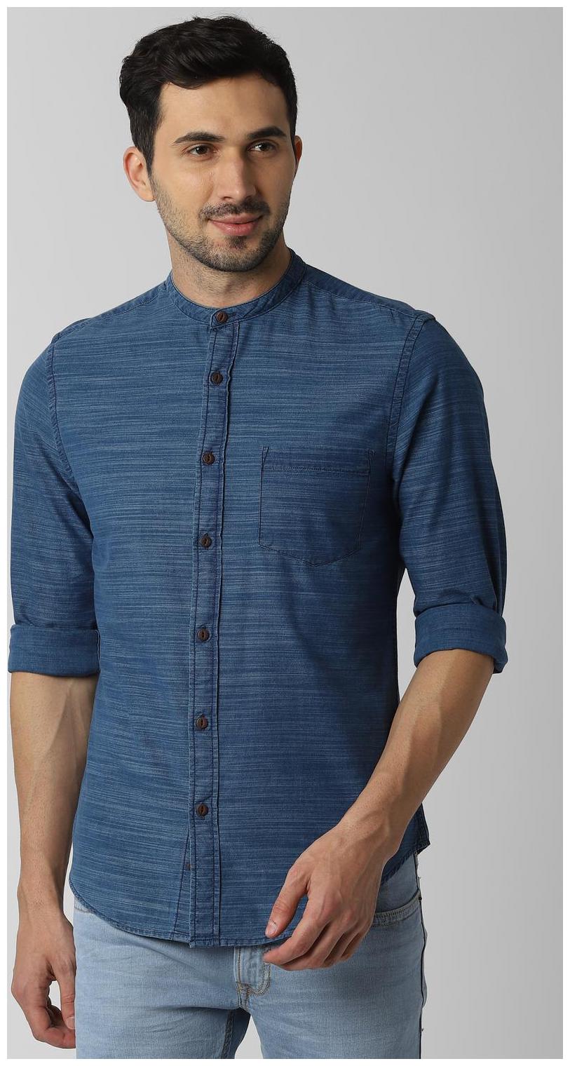 

Peter England Men Blue Weaved Super Slim Fit Casual Shirt