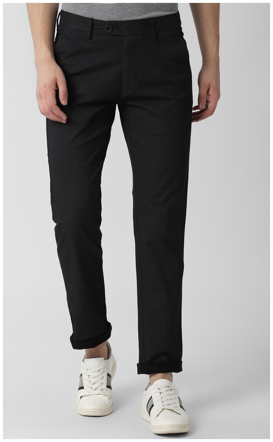 

Peter England Men Black Printed Slim fit Regular trousers
