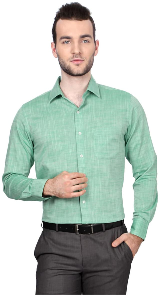 Peter England Men Regular fit Formal Shirt - Green