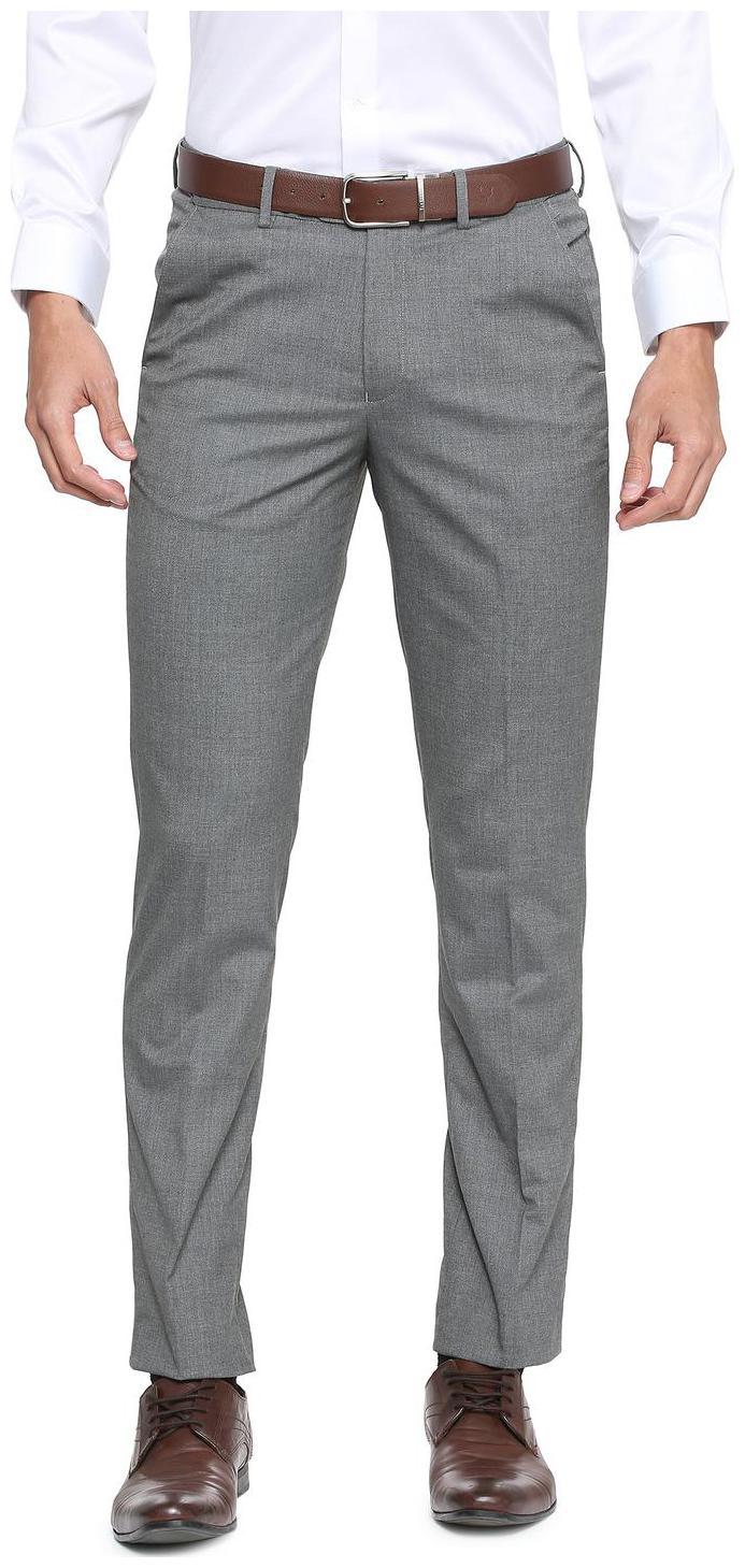 

Peter England Men Solid Slim Fit Formal Trouser - Grey