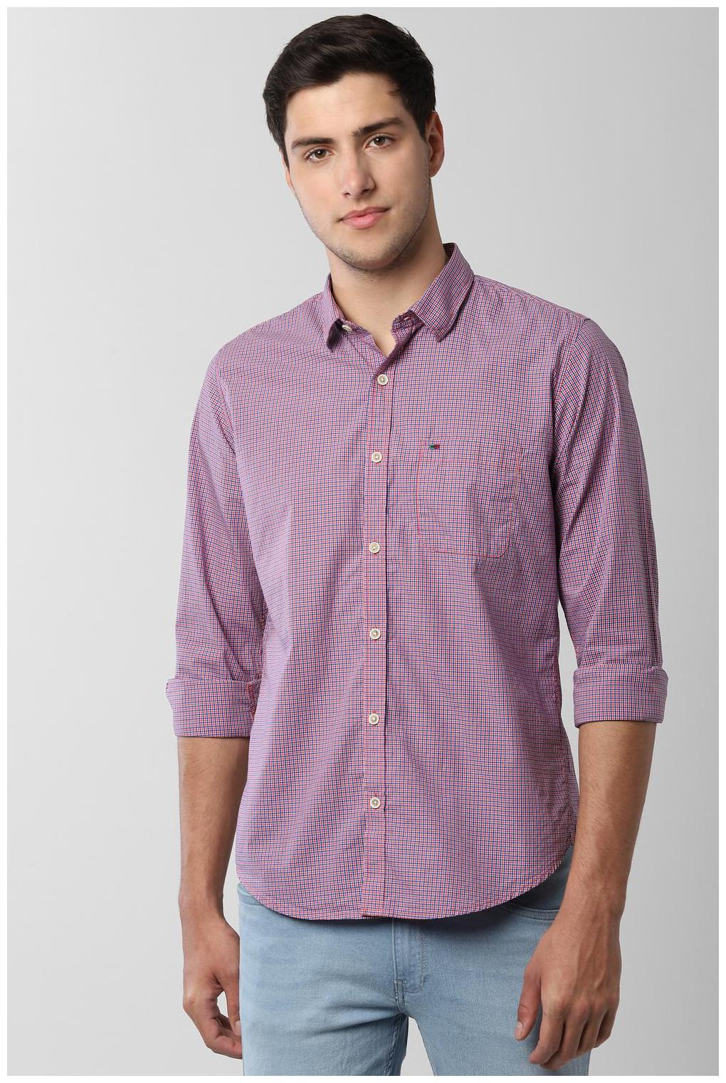 

Peter England Men Red Checked Slim Fit Casual Shirt