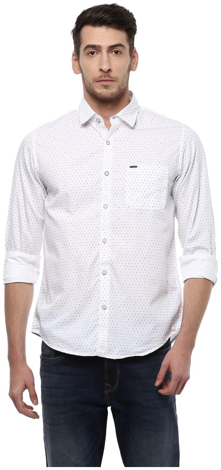 

Peter England Men White Solid Regular Fit Casual Shirt