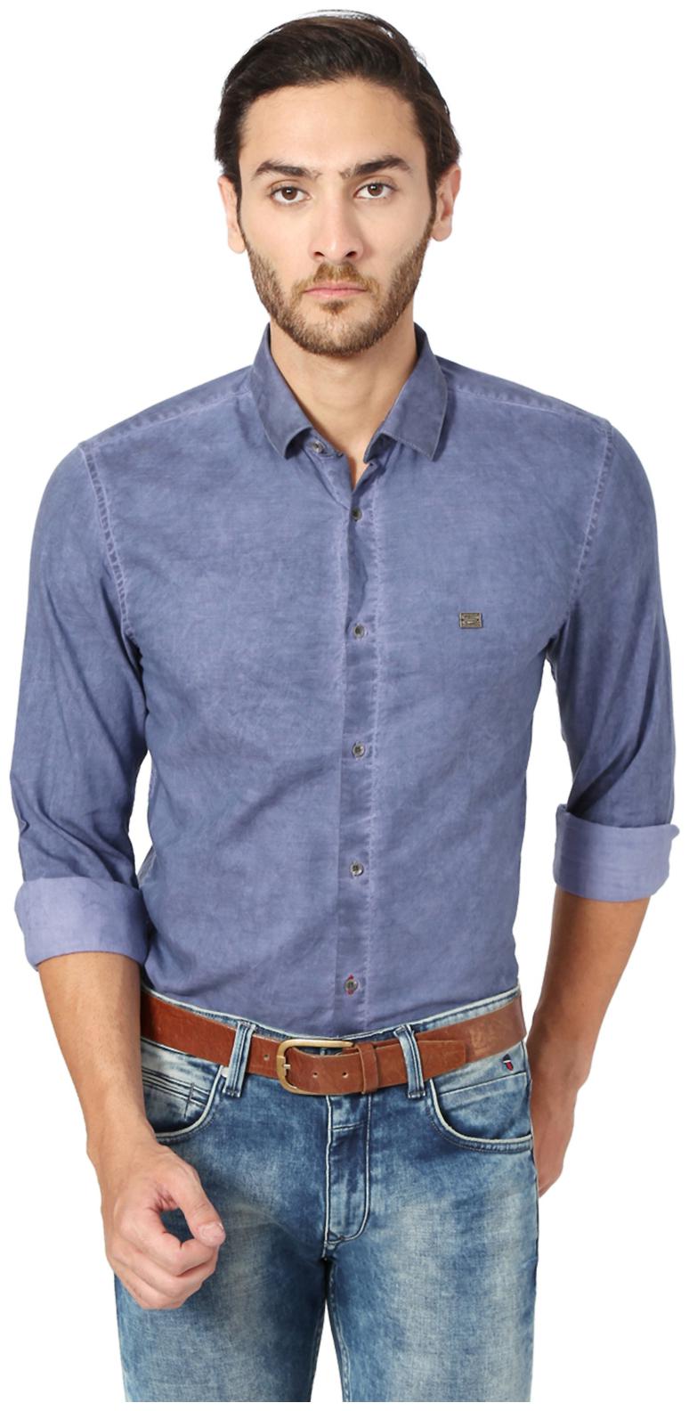 

Peter England Men Blue Printed Slim Fit Casual Shirt