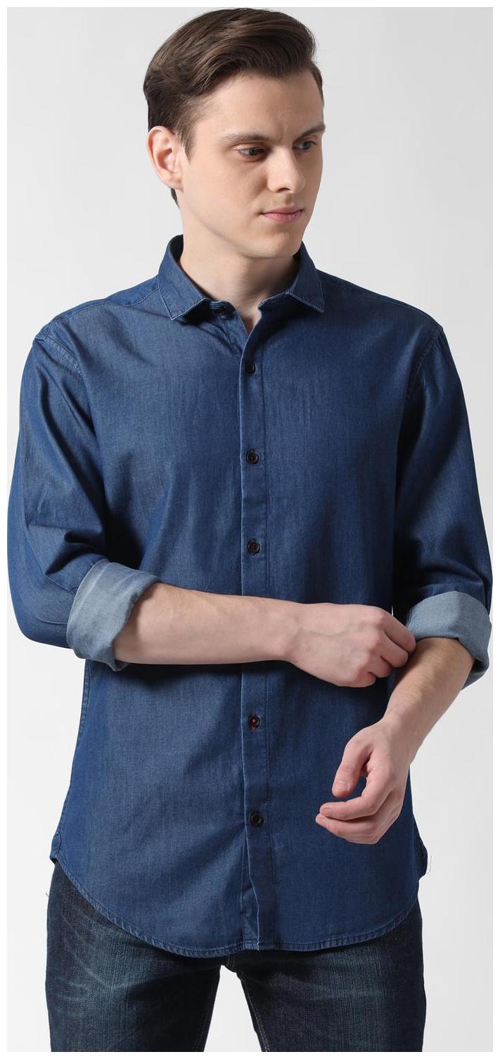 

Peter England Men Blue Solid Slim Fit Casual Shirt