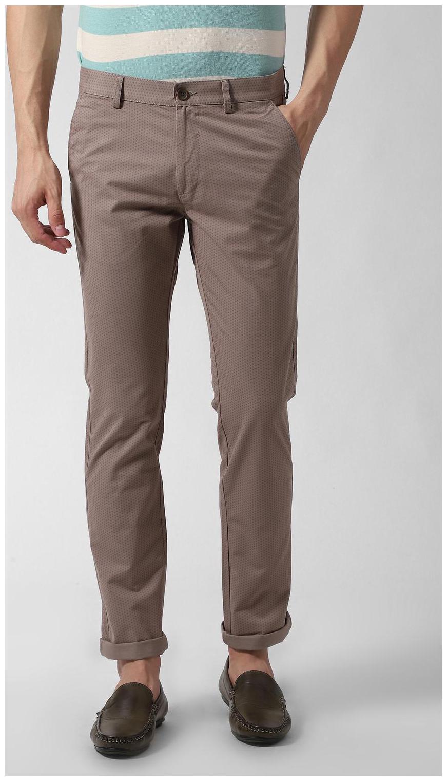 

Peter England Men Brown Printed Slim fit Regular trousers