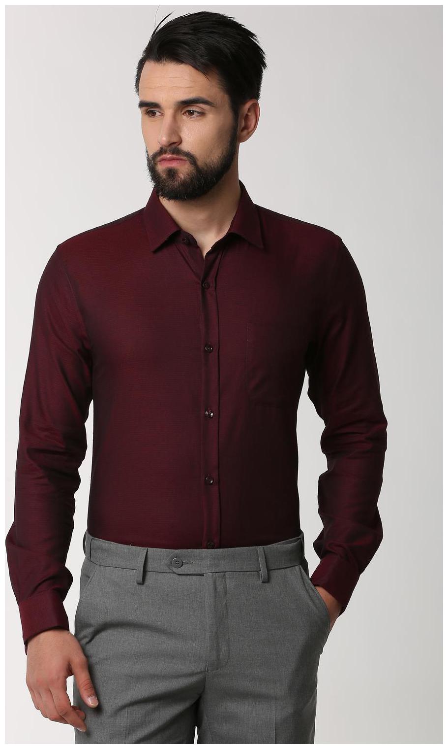 

Peter England Men Slim fit Formal Shirt - Maroon