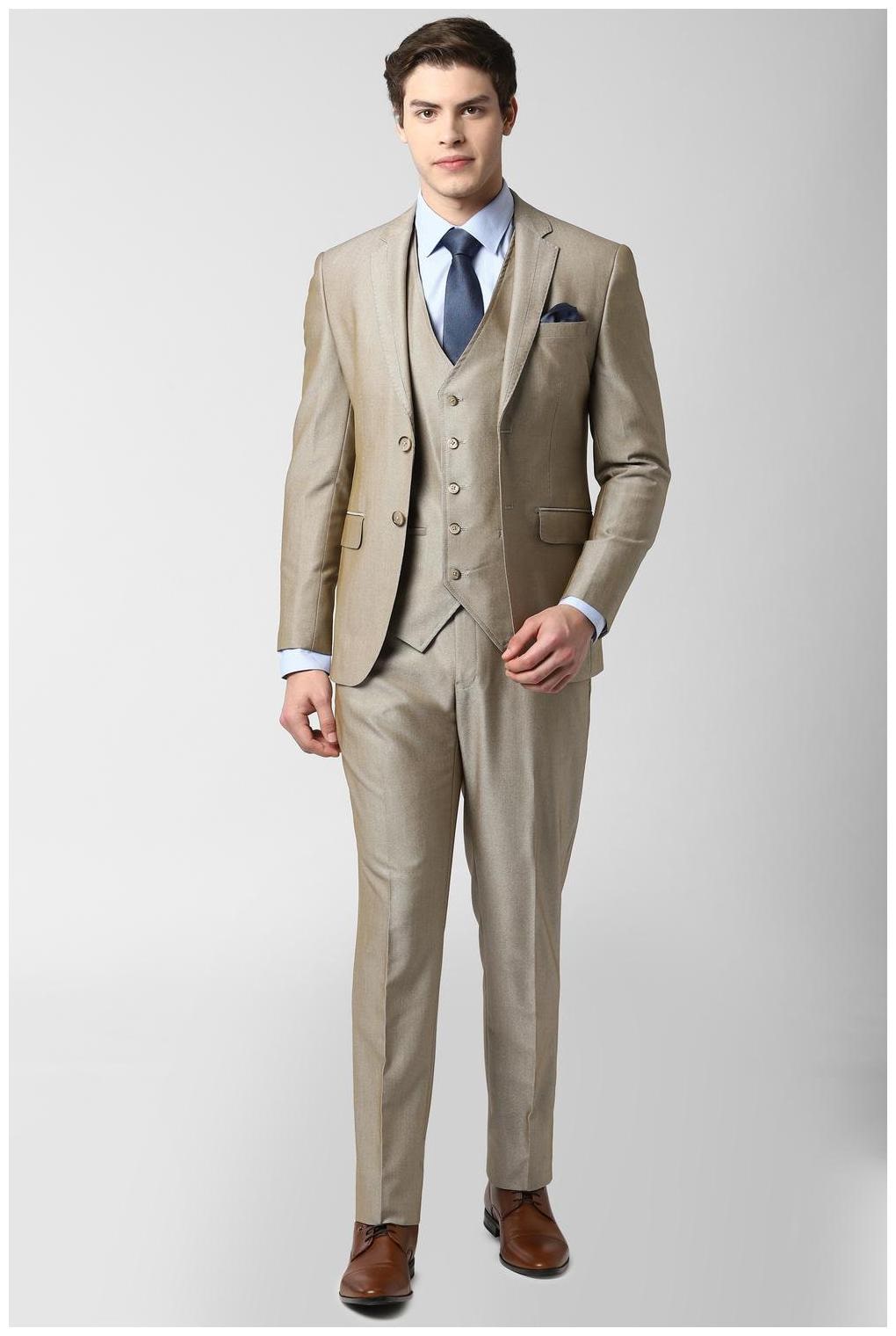 

Peter England Beige Three Piece Suit