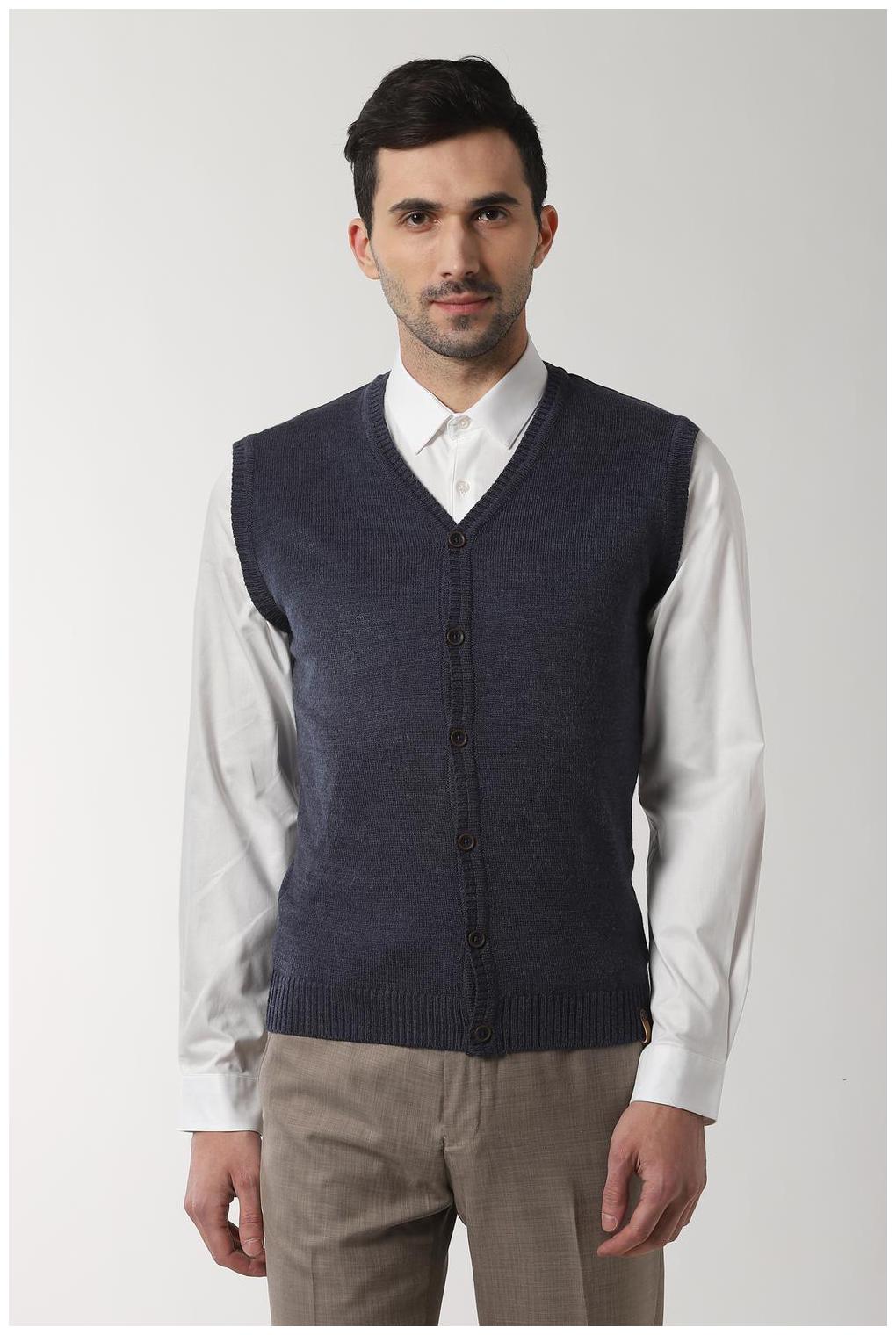 

Peter England Men Blue V neck Cardigan