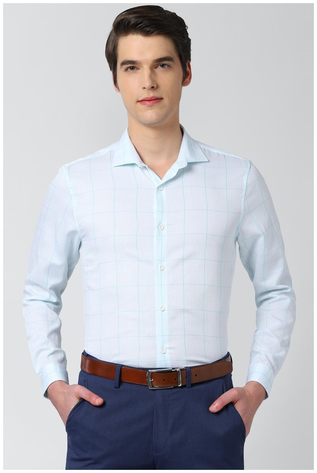 

Peter England Men Slim fit Formal Shirt - Blue