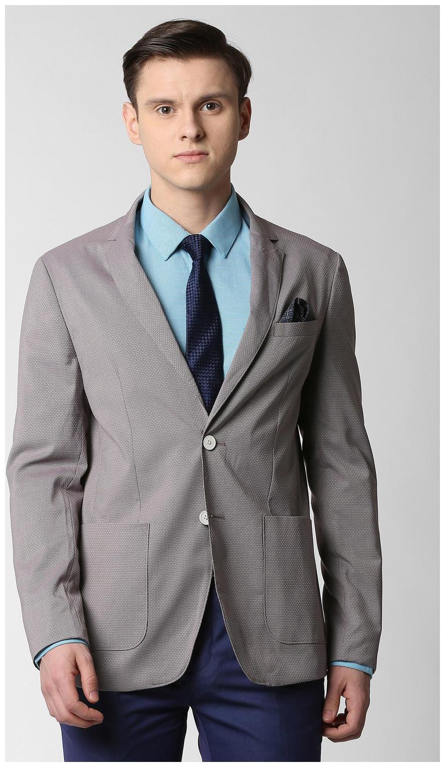 

Peter England Men Grey Textured Slim fit Single Breasted Blazer