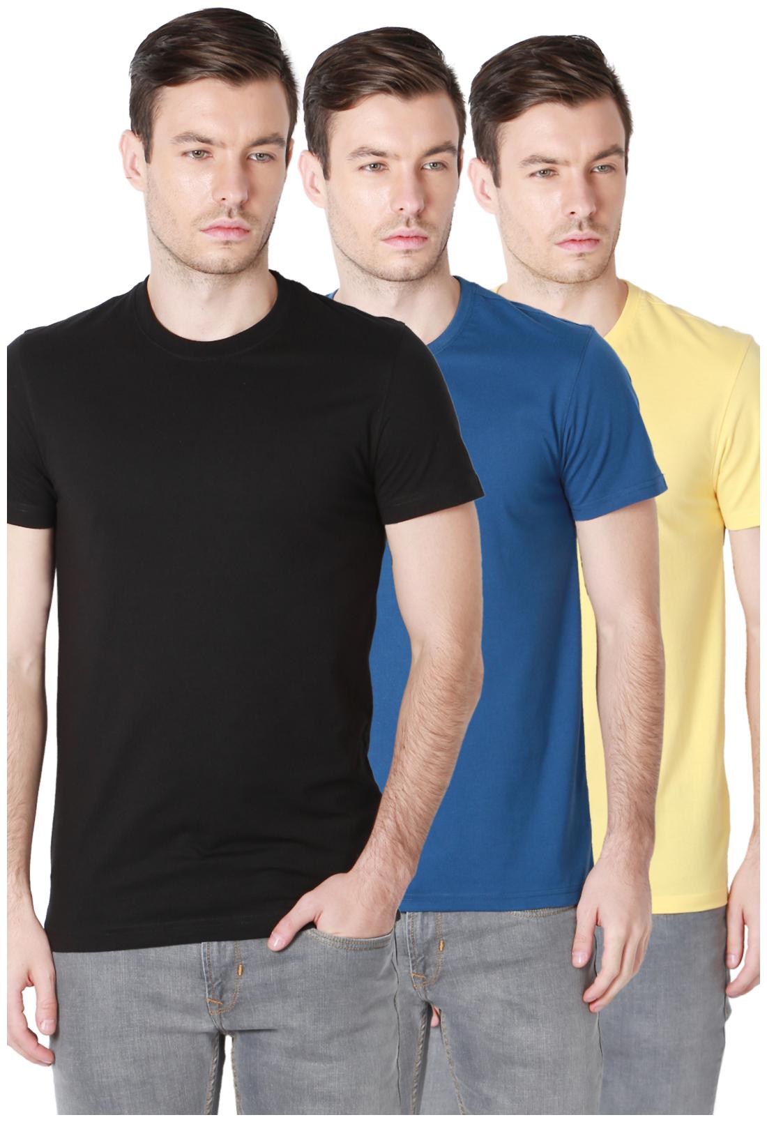 

Peter England Men Multi Slim fit Cotton Round neck T-Shirt - Pack Of 3