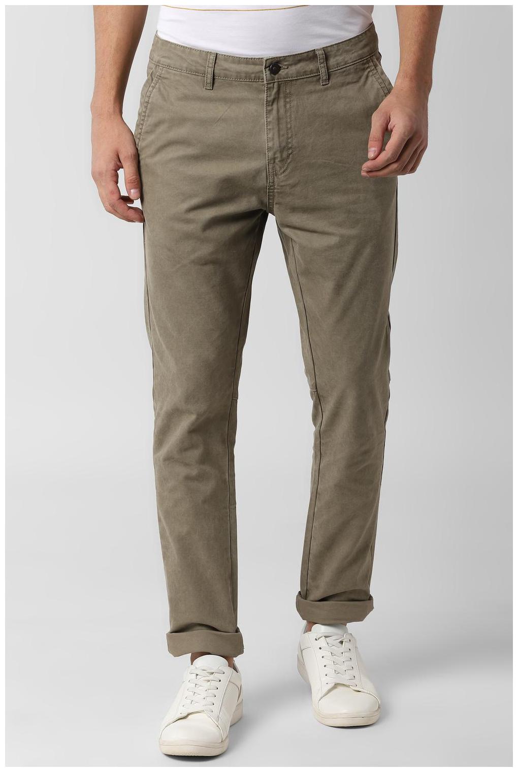 

Peter England Men Green Textured Slim fit Regular trousers