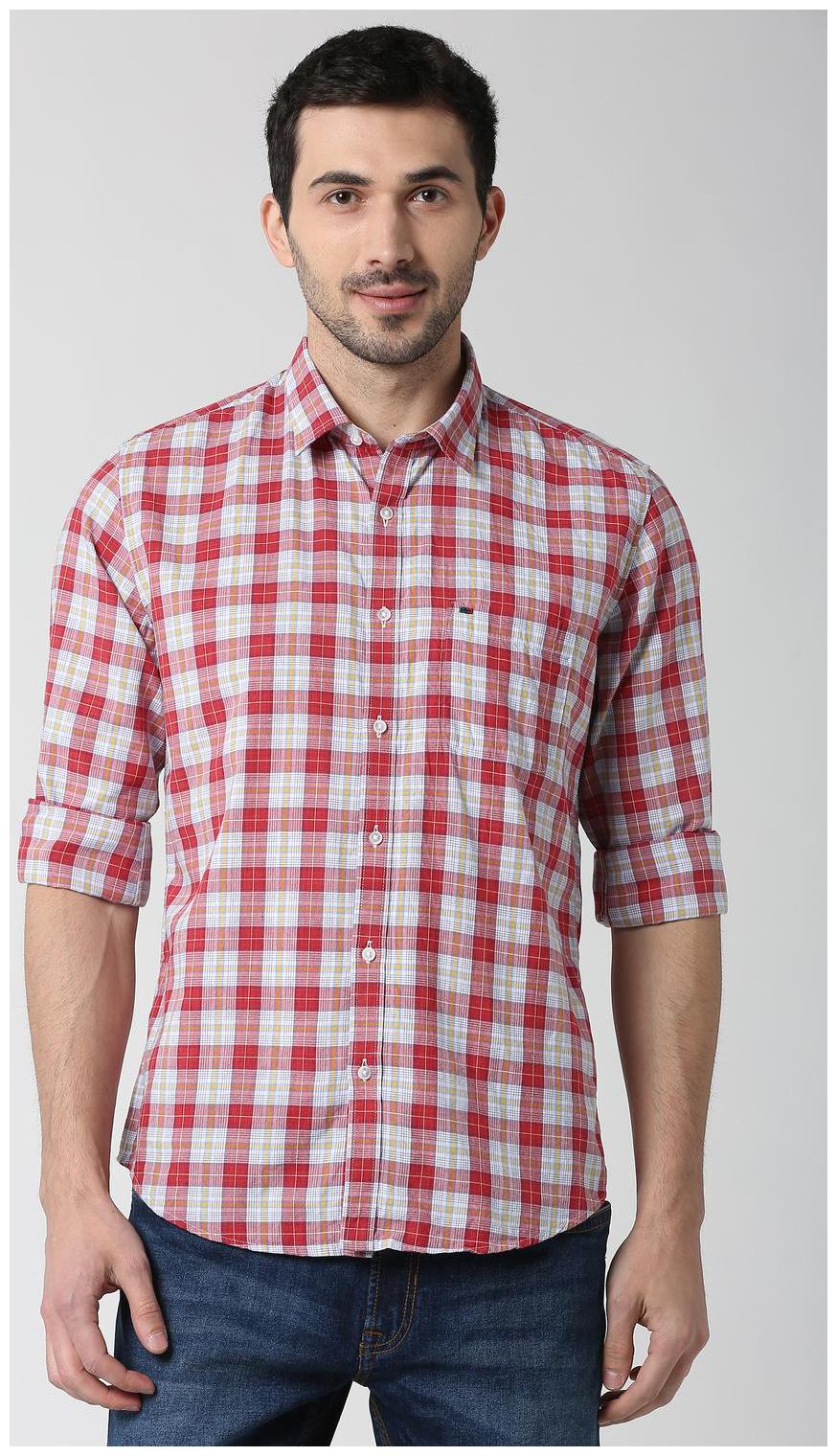 

Peter England Men Red Checked Slim Fit Casual Shirt