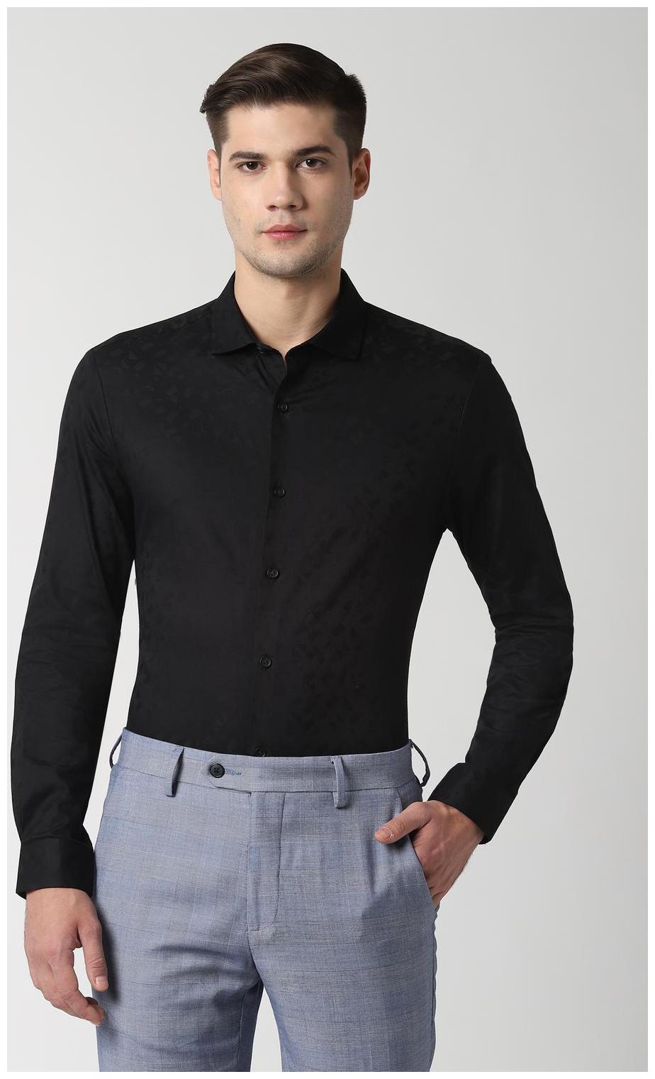 

Peter England Men Super slim fit Formal Shirt - Black