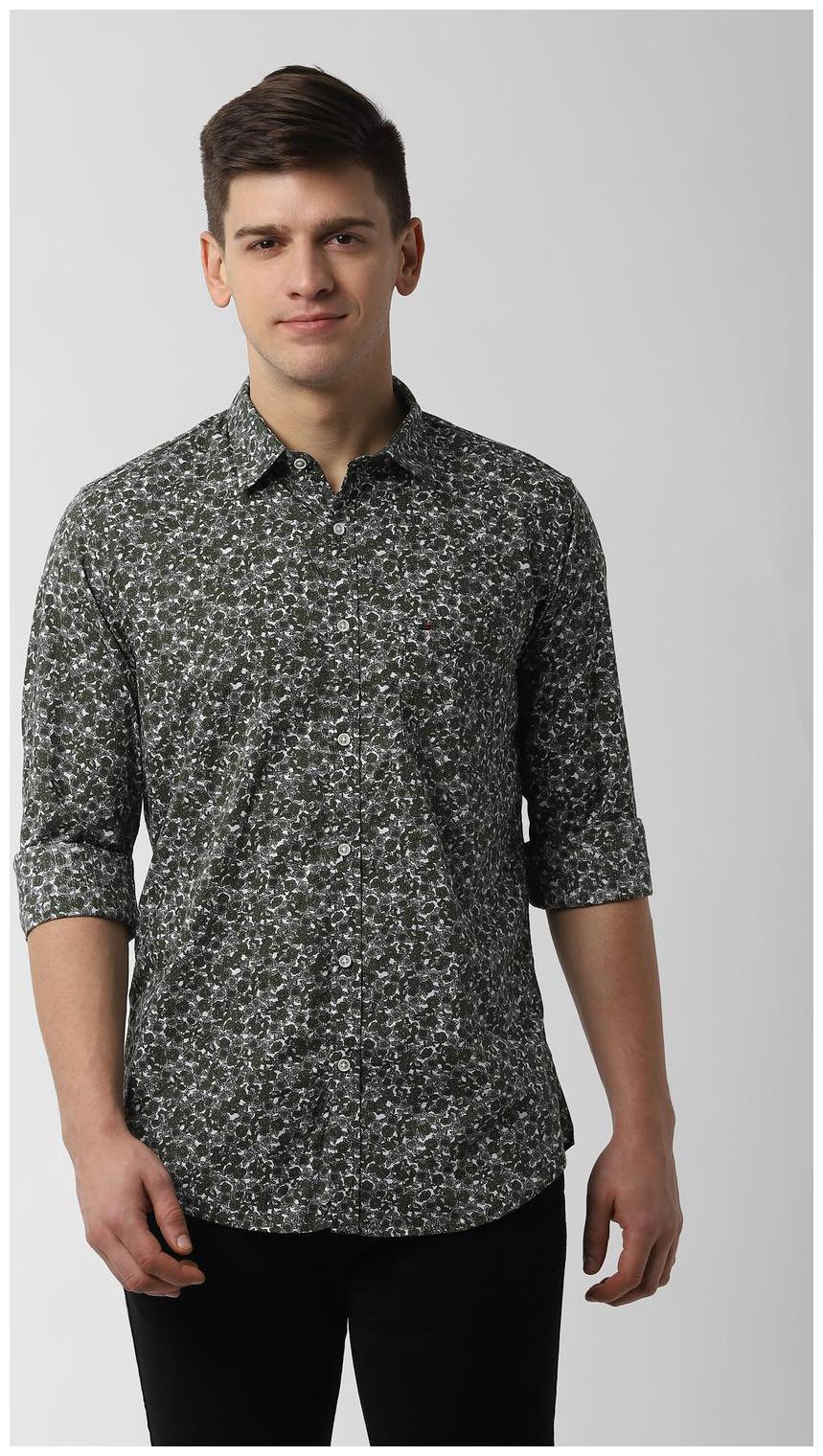 

Peter England Men Green Printed Slim Fit Casual Shirt