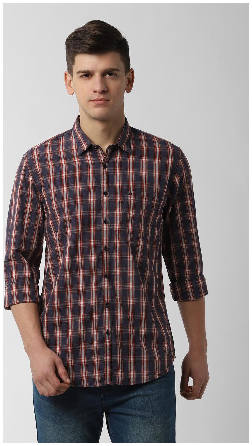 

Peter England Men Blue Checked Slim Fit Casual Shirt