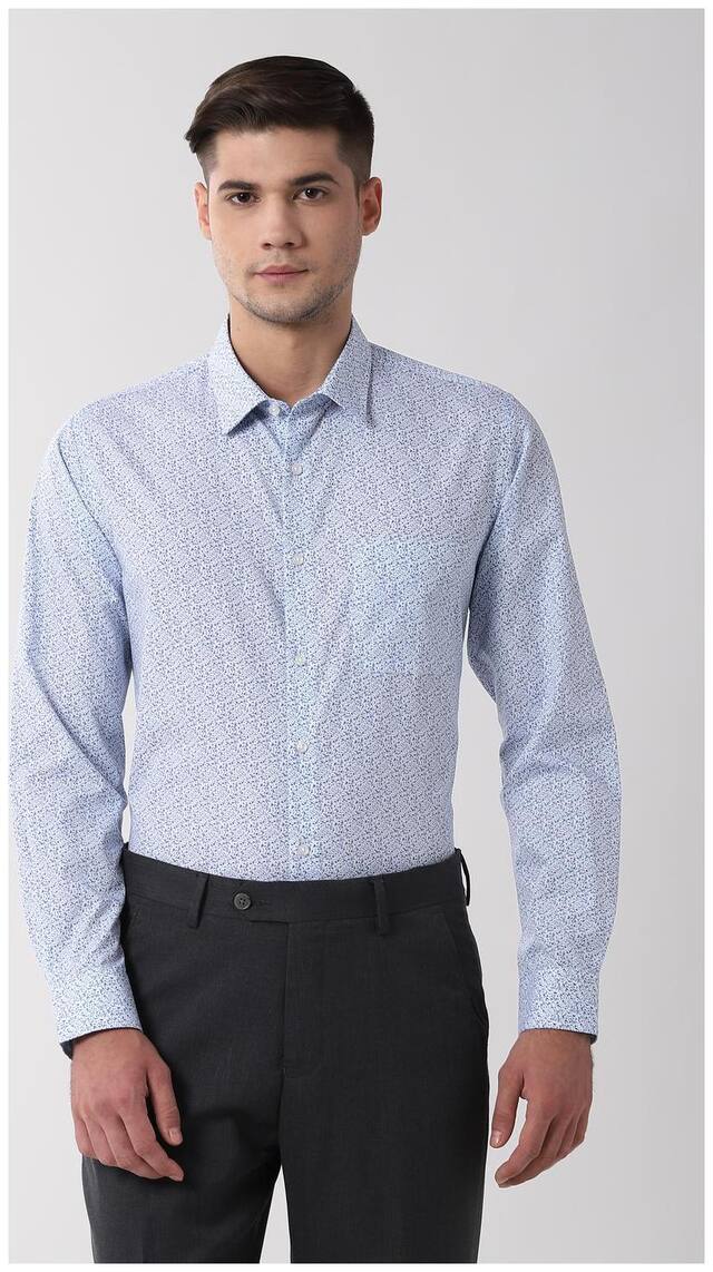 Peter England Men Slim fit Formal Shirt - Blue