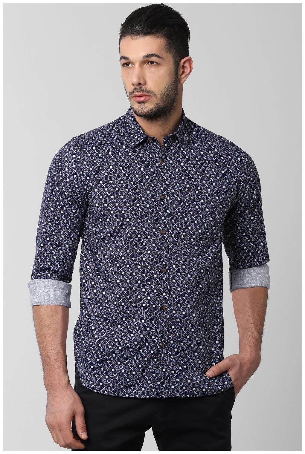 

Peter England Men Navy Blue Printed Slim Fit Casual Shirt