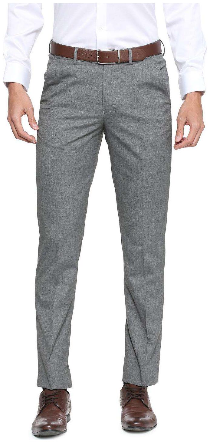 

Peter England Men Solid Slim Fit Formal Trouser - Grey