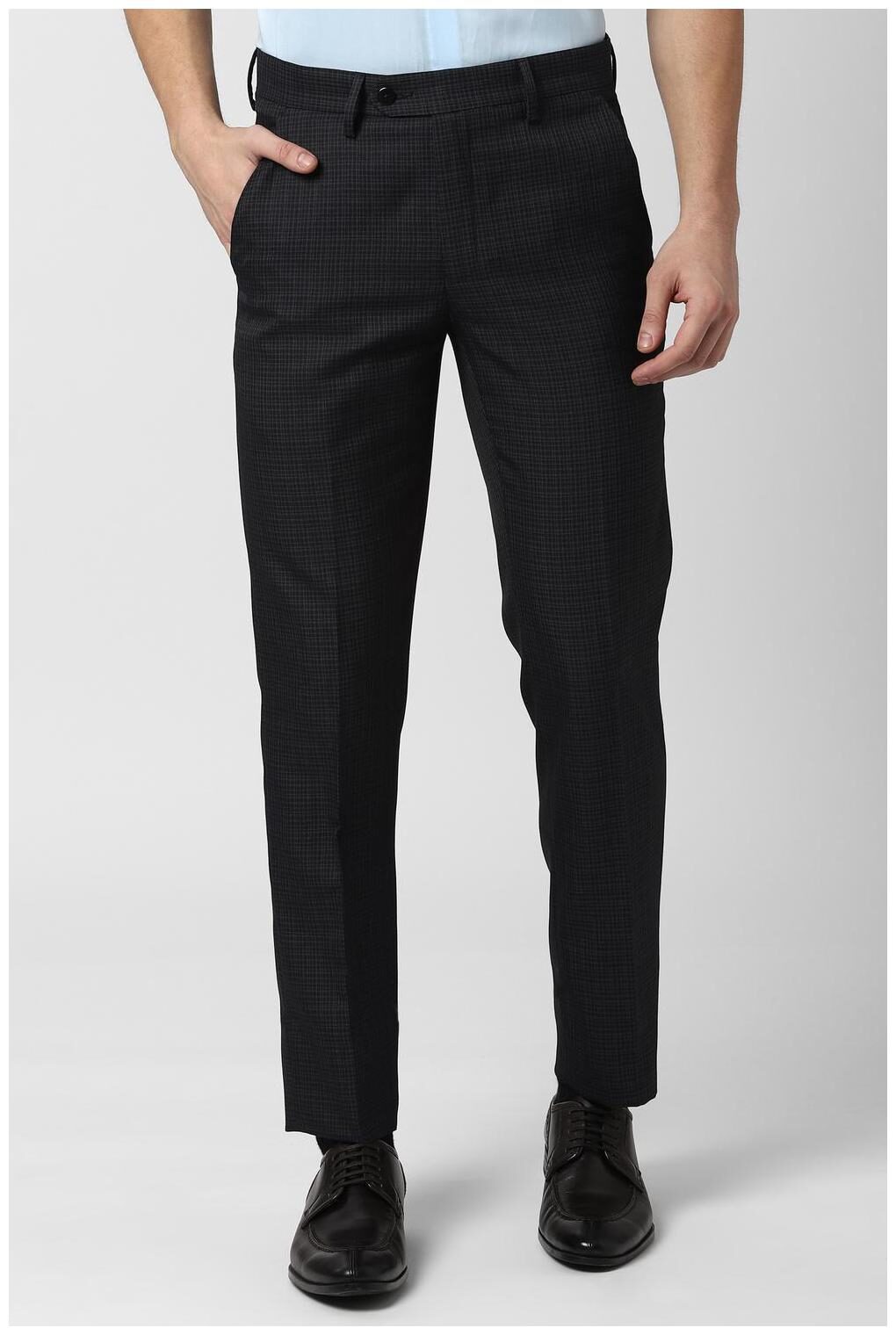 

Peter England Men Checked Slim Fit Formal Trouser - Black