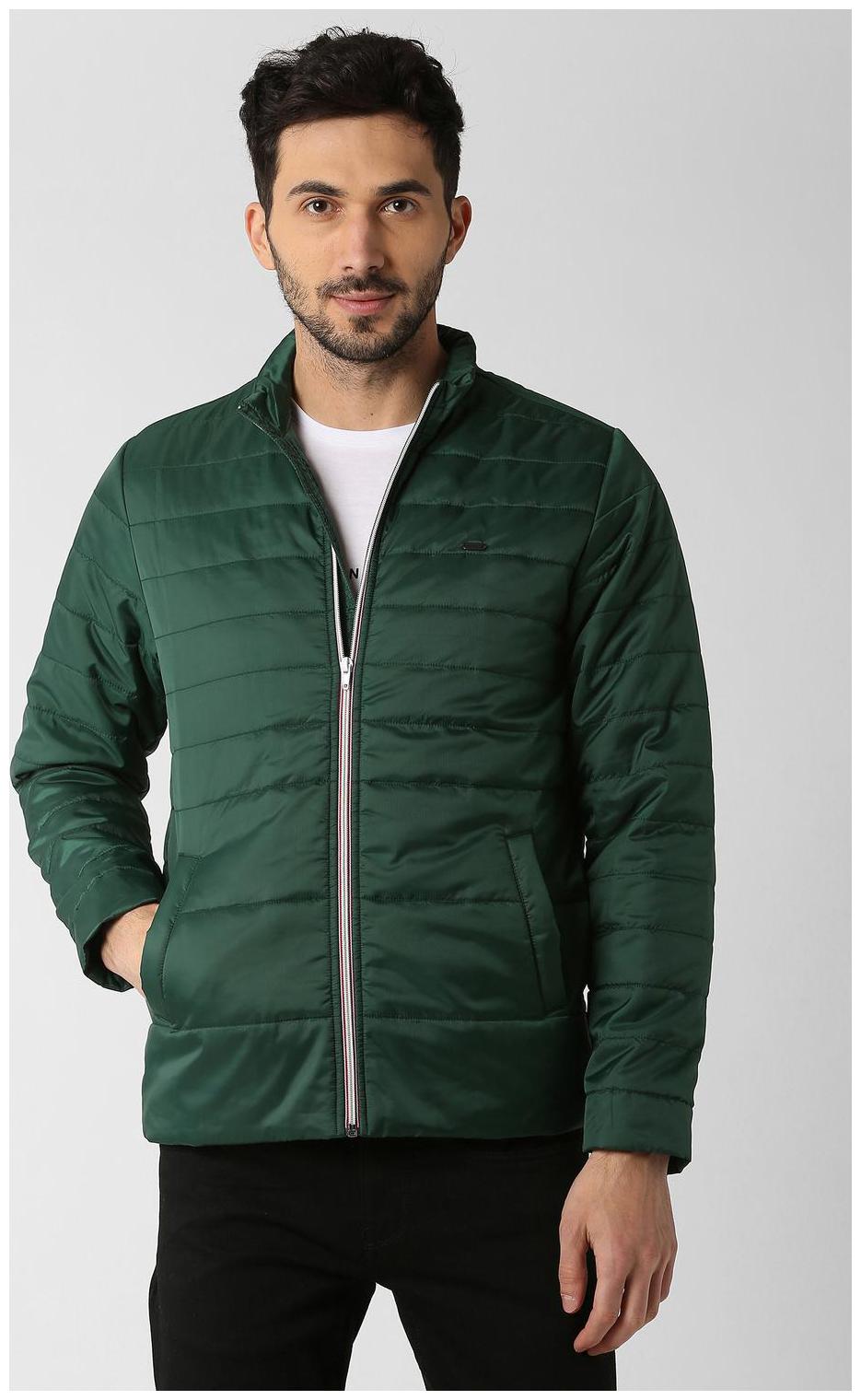 

Peter England Men Green Solid Bomber jacket
