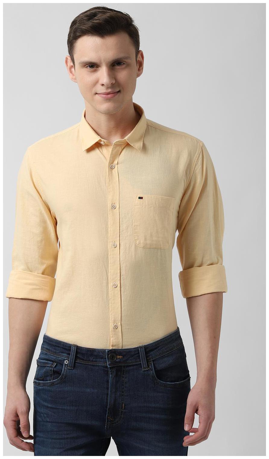 

Peter England Men Orange Solid Slim Fit Casual Shirt