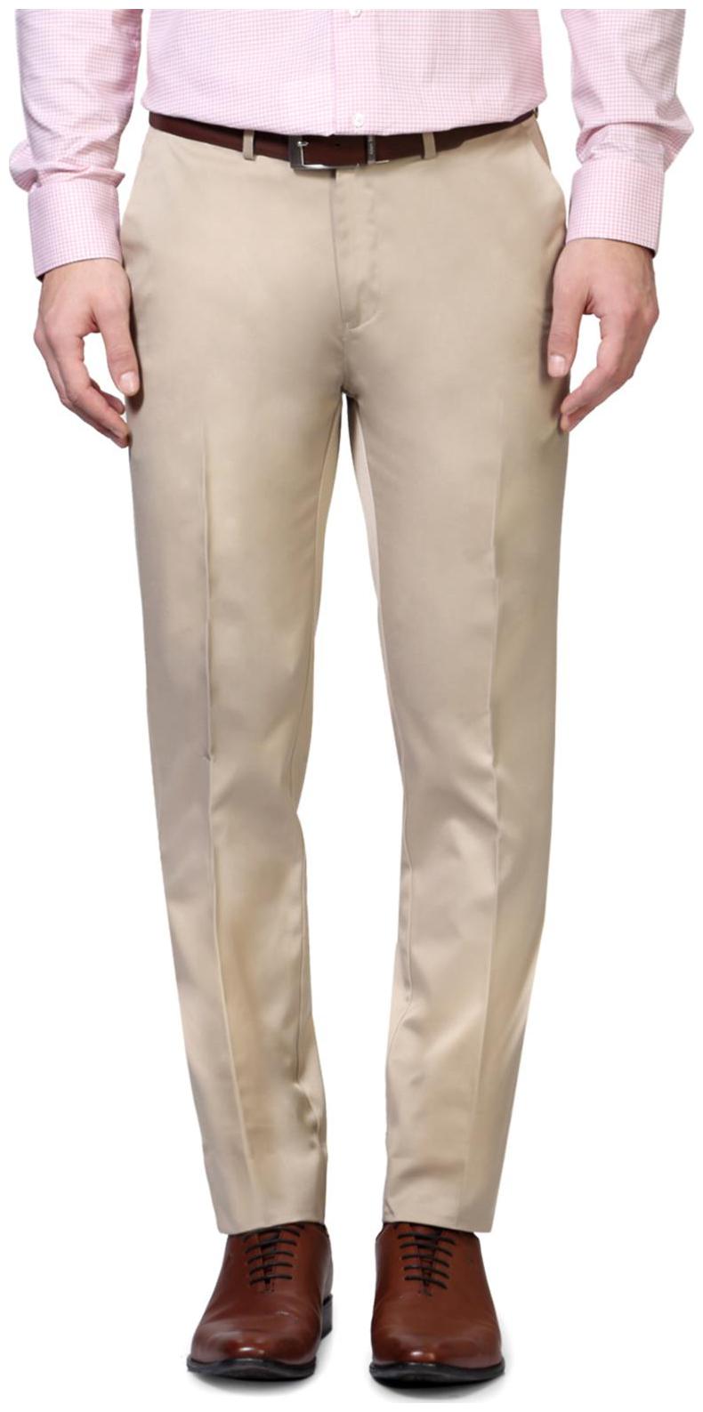 

Peter England Men Solid Slim Fit Formal Trouser - Beige