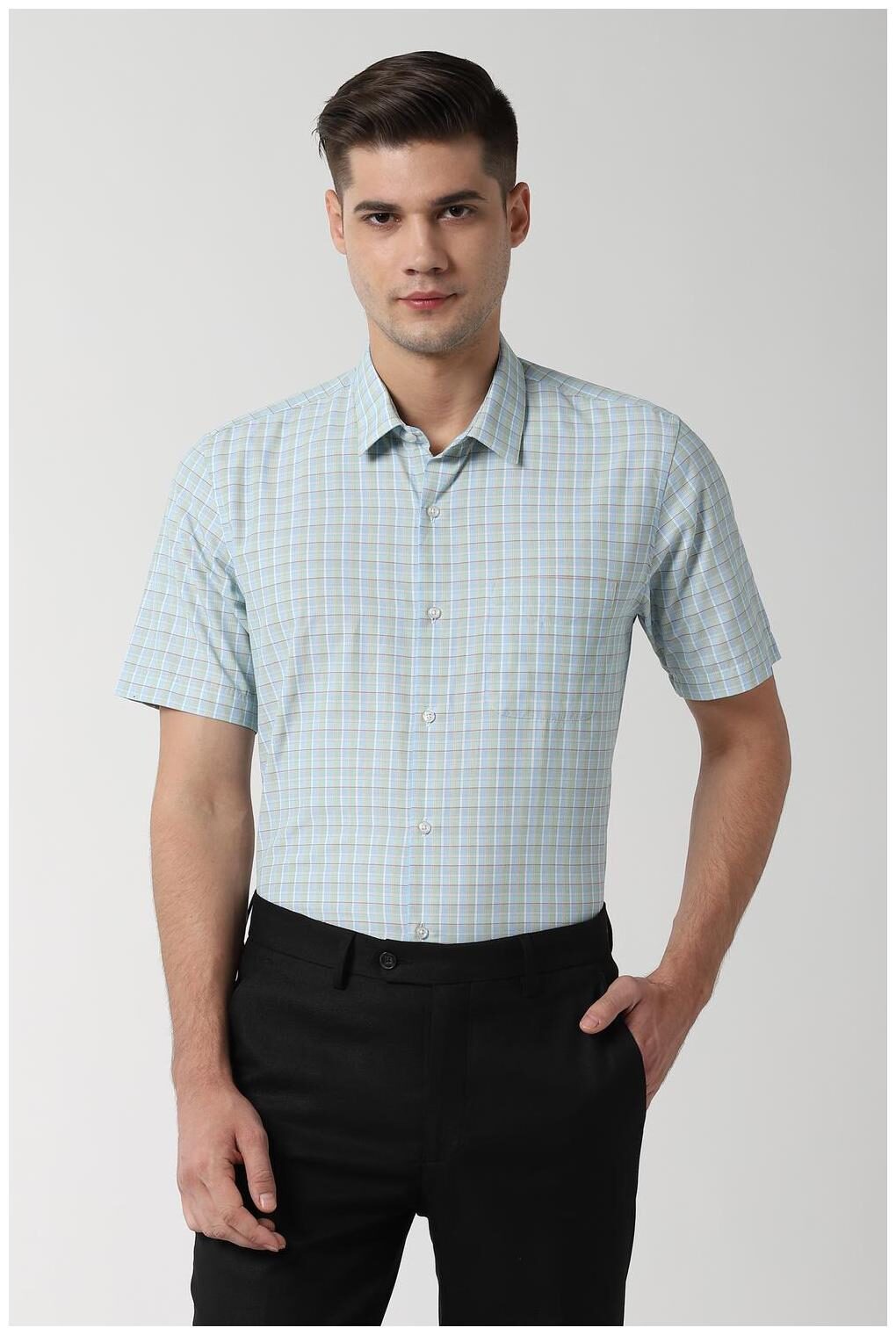 

Peter England Men Slim fit Formal Shirt - Green