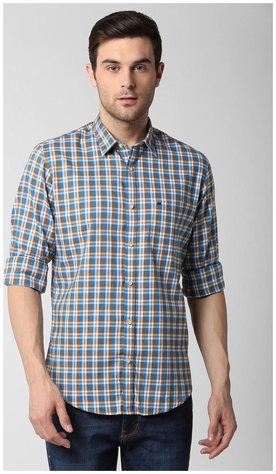 

Peter England Men Blue Checked Slim Fit Casual Shirt