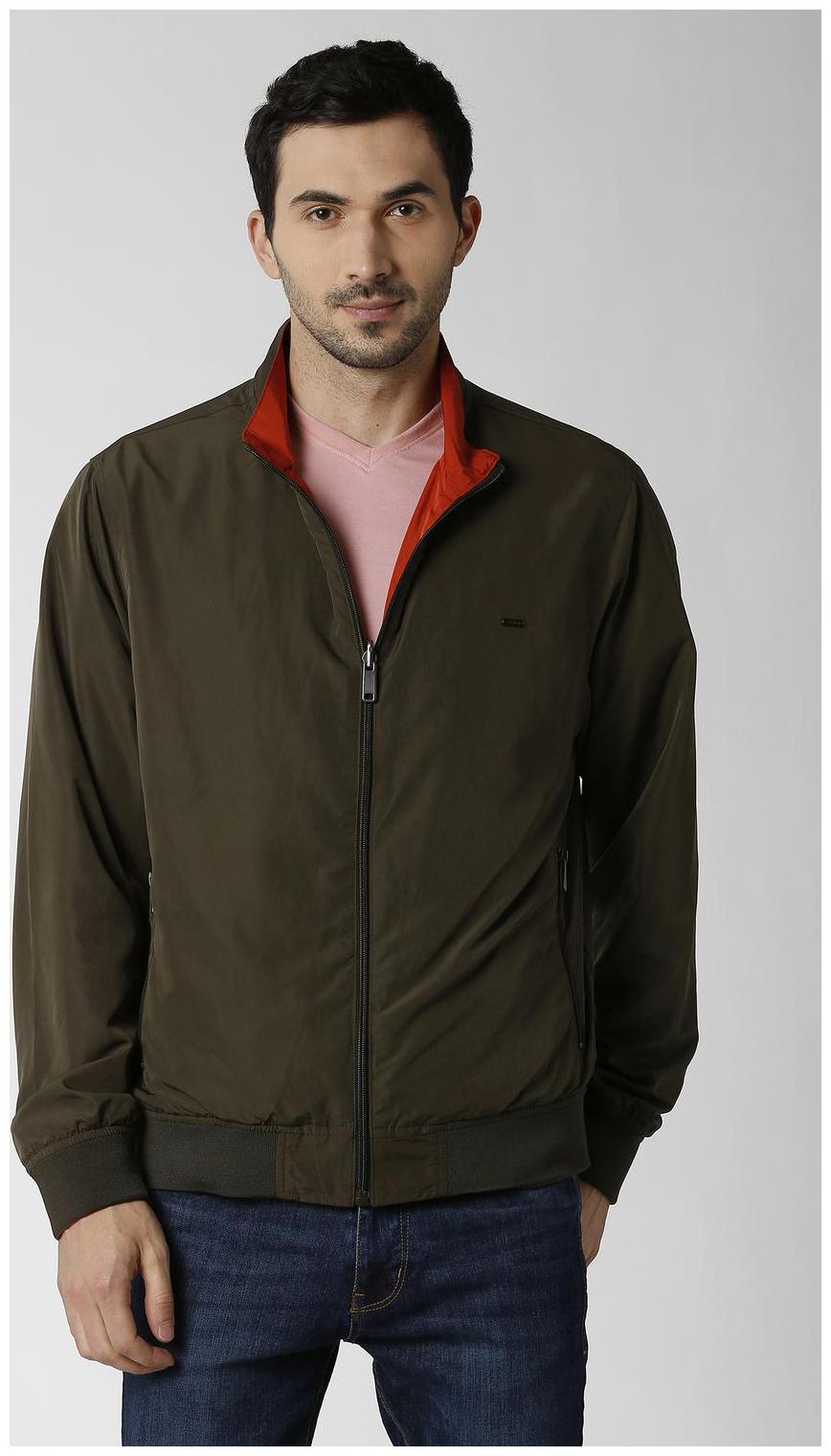 

Peter England Men Green Solid Bomber jacket