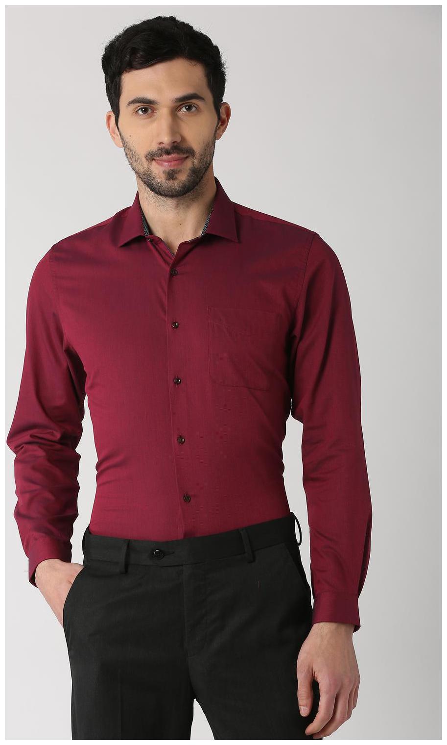 

Peter England Men Slim fit Formal Shirt - Maroon