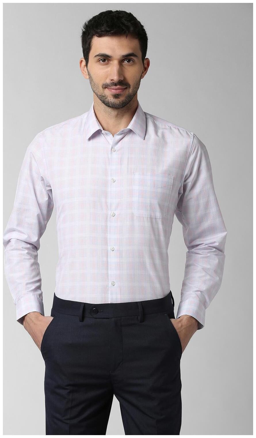 

Peter England Men White Checked Regular Fit Casual Shirt