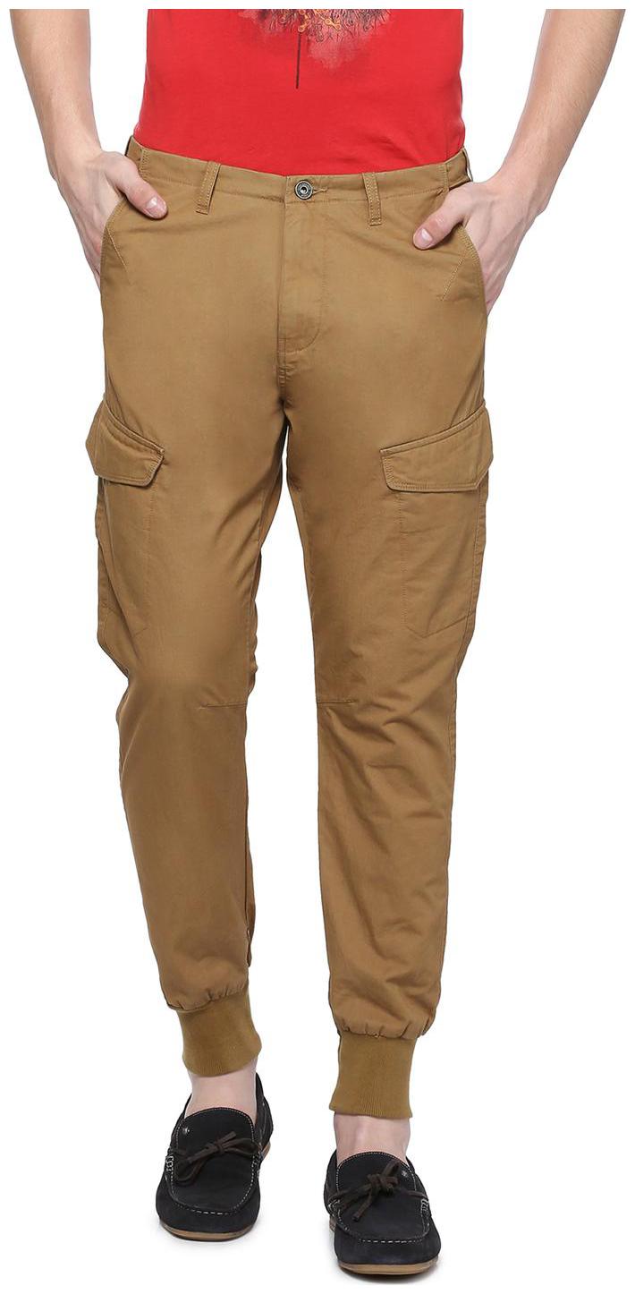 

Peter England Men Brown Solid Regular fit Regular trousers