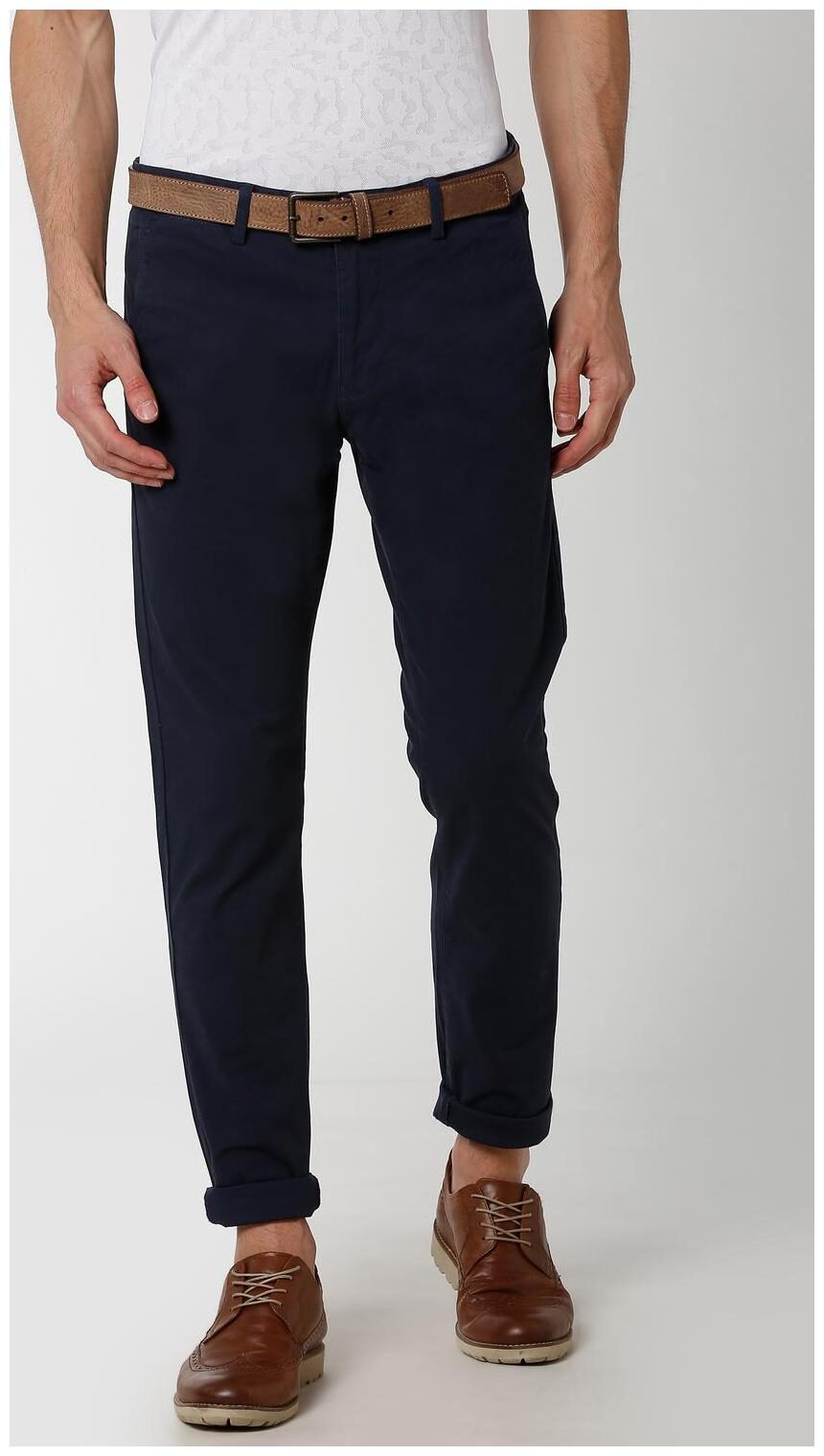 

Peter England Men Blue Solid Slim fit Regular trousers