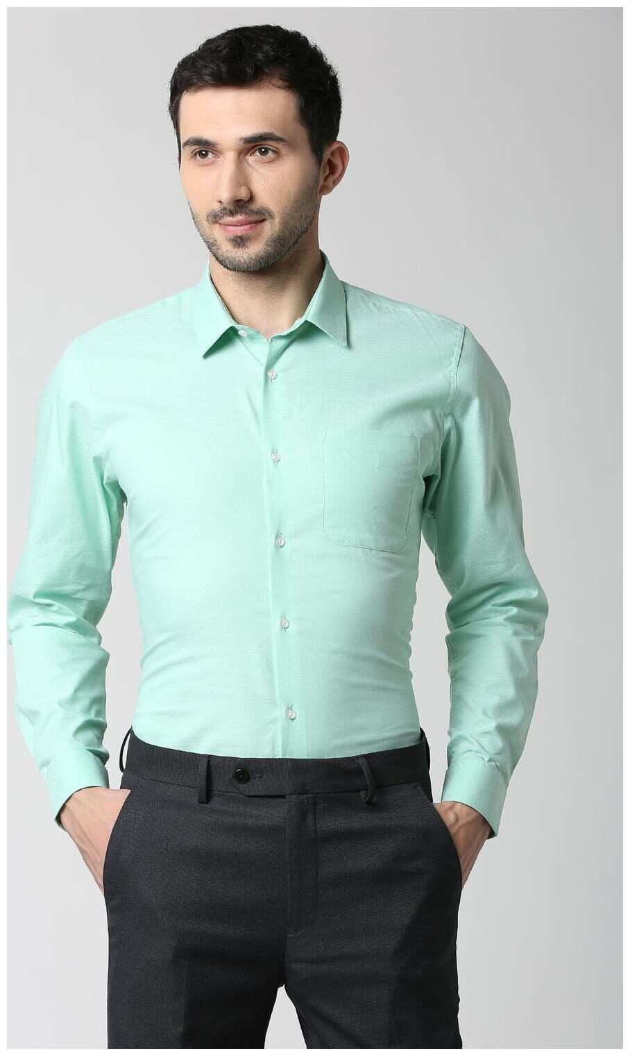 

Peter England Men Slim fit Formal Shirt - Green